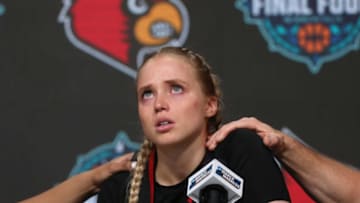 Louisville’s Hailey Van Lith got a little emotional during the post game presser.April 1, 2022Louisvillesouthcarolina 49