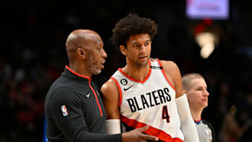 Chauncey Billups (left); Matisse Thybulle, Portland Trail Blazers (Photo by Alika Jenner/Getty Images)