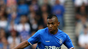 GLASGOW, SCOTLAND - JULY 12: Alfredo Morelos of Rangers in action during the UEFA Europa League Qualifying Round match between Rangers and Shkupi at Ibrox Stadium on July 12, 2018 in Glasgow, Scotland. (Photo by Jan Kruger/Getty Images)