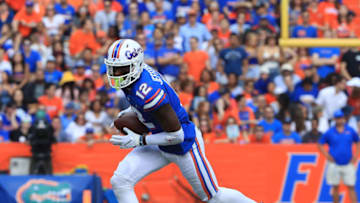 GAINESVILLE, FLORIDA - NOVEMBER 09: Van Jefferson #12 of the Florida Gators runs for yardage during the game against the Vanderbilt Commodores at Ben Hill Griffin Stadium on November 09, 2019 in Gainesville, Florida. (Photo by Sam Greenwood/Getty Images)