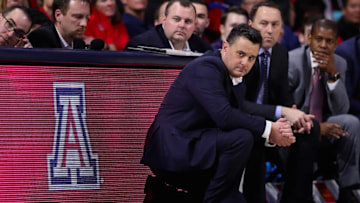 TUCSON, ARIZONA - JANUARY 16: Head coach Sean Miller of the Arizona Wildcats watches from the sidelines during the second half of the NCAAB game against the Utah Utes at McKale Center on January 16, 2020 in Tucson, Arizona. (Photo by Christian Petersen/Getty Images)