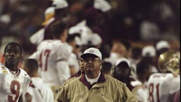 4 Jan 1999: Coach Bobby Bowden of the Florida State Seminoles in action during the Tostitos Fiesta Bowl Game against the Tennessee Volunteers at the Sun Devil Stadium in Tempe, Arizona. The Volunteers defeated the Seminoles 23-16. Mandatory Credit: Jed Jacobsohn /Allsport
