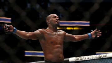 ANAHEIM, CA - JULY 29: Jon Jones celebrates after his knockout victory over Daniel Cormier in their UFC light heavyweight championship bout during the UFC 214 event at Honda Center on July 29, 2017 in Anaheim, California. (Photo by Christian Petersen/Zuffa LLC/Zuffa LLC via Getty Images)