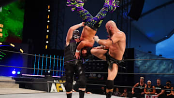The Dark Order face the Young Bucks in a tag team match on AEW Dynamite (photo courtesy of AEW)