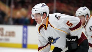 CLEVELAND, OH - DECEMBER 18: Cleveland Monsters defenceman John Ramage (5) on the ice during the first period of the American Hockey League game between the Iowa Wild and Cleveland Monsters on December 18, 2017, at Quicken Loans Arena in Cleveland, OH. Iowa defeated Cleveland 3-0. (Photo by Frank Jansky/Icon Sportswire via Getty Images)