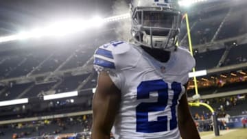 Dec 9, 2013; Chicago, IL, USA; Dallas Cowboys running back Joseph Randle (21) before the game against the Chicago Bears at Soldier Field. Mandatory Credit: Mike DiNovo-USA TODAY Sports
