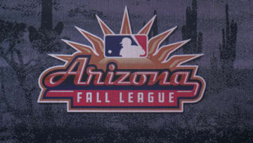 GLENDALE, AZ - OCTOBER 15: A detail view of the Arizona Fall League logo on the video board during a game between the Mesa Solar Sox and Glendale Desert Dogs at Camelback Ranch on October 15, 2019 in Glendale, Arizona. Glendale defeated Mesa 4-3. (Photo by Joe Robbins/Getty Images)