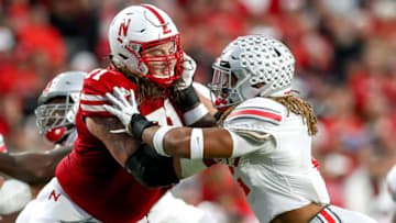LINCOLN, NE - SEPTEMBER 28: Ohio State Buckeyes defensive end Chase Young (2) tries to get around Nebraska Cornhuskers offensive lineman Matt Farniok (71) during the game between the Ohio State Buckeyes and the Nebraska Cornhuskers on September 28, 2019, played at Memorial Stadium in Lincoln, NE. (Photo by Steve Nurenberg/Icon Sportswire via Getty Images)