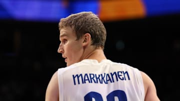 OKINAWA, JAPAN - AUGUST 25: Lauri Markkanen #23 of Finland looks on during the FIBA World Cup Group E game between Finland and Australia at Okinawa Arena on August 25, 2023 in Okinawa, Japan. (Photo by Takashi Aoyama/Getty Images)