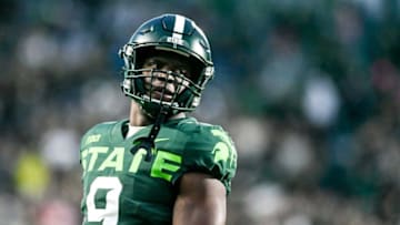 Michigan State's Kenneth Walker III looks on during the second quarter in the game against Maryland on Saturday, Nov. 13, 2021, at Spartan Stadium in East Lansing.211113 Msu Maryland 213a