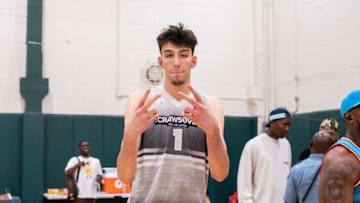 Chet Holmgren poses before the CrawsOver Pro-Am game at Seattle Pacific University (Photo by Cassy Athena/Getty Images)