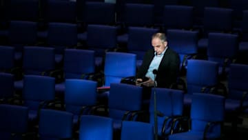 BERLIN, GERMANY - FEBRUARY 01: Detlef Mueller, SPD, is pictured with his mobile phone during the meeting of the Bundestag on February 01, 2018 in Berlin, Germany. (Photo by Florian Gaertner/Photothek via Getty Images)