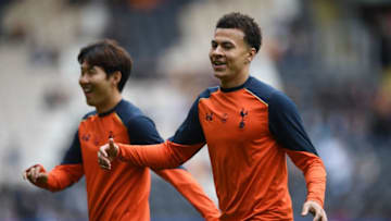 HULL, ENGLAND - MAY 21: Dele Alli of Tottenham Hotspur warms up prior to the Premier League match between Hull City and Tottenham Hotspur at the KC Stadium on May 21, 2017 in Hull, England. (Photo by Laurence Griffiths/Getty Images)