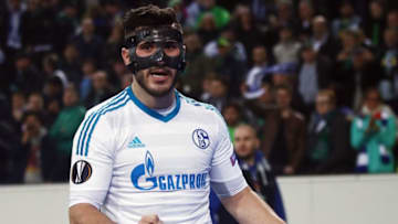 MOENCHENGLADBACH, GERMANY - MARCH 16: Sead Kolasinac of Schalke reacts after the UEFA Europa League Round of 16 second leg match between Borussia Moenchengladbach and FC Schalke 04 at Borussia Park Stadium on March 16, 2017 in Moenchengladbach, Germany. (Photo by Alex Grimm/Bongarts/Getty Images )