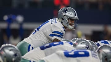 Aug 19, 2016; Arlington, TX, USA; Dallas Cowboys quarterback Dak Prescott (4) in action during the game against the Miami Dolphins at AT&T Stadium. The Cowboys defeat the Dolphins 41-14. Mandatory Credit: Jerome Miron-USA TODAY Sports
