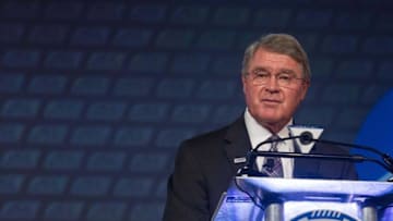 Jul 21, 2016; Charlotte, NC, USA; ACC commissioner John Swofford speaks with the media during the ACC Football Kickoff at Westin Charlotte. Mandatory Credit: Jeremy Brevard-USA TODAY Sports