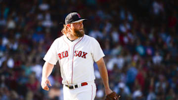BOSTON, MA - SEPTEMBER 28: Andrew Cashner #48 of the Boston Red Sox reacts after giving up four runs in the sixth inning against the Baltimore Orioles at Fenway Park on September 28, 2019 in Boston, Massachusetts. (Photo by Kathryn Riley/Getty Images)