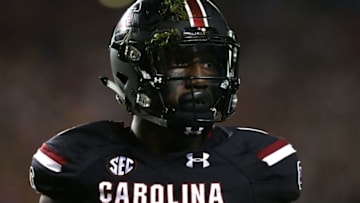 COLUMBIA, SC - OCTOBER 29: Deebo Samuel #1 of the South Carolina Gamecocks watches on from the field against the Tennessee Volunteers during their game at Williams-Brice Stadium on October 29, 2016 in Columbia, South Carolina. (Photo by Tyler Lecka/Getty Images)