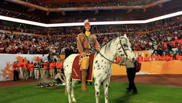 MIAMI GARDENS, FL - JANUARY 01: Chief Osceola, mascot for the Florida State Seminoles looks on against the Northern Illinois Huskies during the Discover Orange Bowl at Sun Life Stadium on January 1, 2013 in Miami Gardens, Florida. (Photo by Chris Trotman/Getty Images)