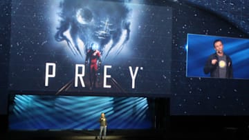 President and Co-Creative Director of Arkane Studios, Raphael Colantonio, unveils a new Prey video game at a Bethesda Softworks press event on June 12, 2016 in Los Angeles, CaliforniaVirtual reality, streaming play and titles tailored for smartphones are expected to generate buzz at the Electronic Entertainment Expo (E3) video game extravaganza kicking off in Los Angeles. While blockbuster games being readied for console play will once again be stars at the show, the industry and its premier annual trade event are adapting to lifestyles that have evolved beyond lone play on consoles. / AFP / Glenn CHAPMAN (Photo credit should read GLENN CHAPMAN/AFP/Getty Images)