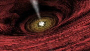 An artist's rendering of a growing supermassive black hole