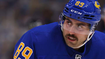 Nov 8, 2022; Buffalo, New York, USA; Buffalo Sabres right wing Alex Tuch (89) during the second period against the Arizona Coyotes at KeyBank Center. Mandatory Credit: Timothy T. Ludwig-USA TODAY Sports