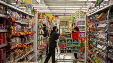 BANGKOK, THAILAND - APRIL 09: A Thai woman wearing a face masks purchases cases of beer at a Big C supermarket the night before a citywide alcohol ban on April 9, 2020 in Bangkok, Thailand. Thai authorities have banned alcohol sales for 10 days starting on April 10, 2020 in an attempt to stop social gatherings and slow the spread of Covid-19. Thailand has been under a state of emergency and will remain under partial lockdown until at least the end of April due to the coronavirus. As of today Thailand has 2,423 confirmed cases of Covid-19. (Photo by Lauren DeCicca/Getty Images)