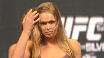 Dec 27, 2013; Las Vegas, NV, USA; Ronda Rousey weighs-in for her UFC Women