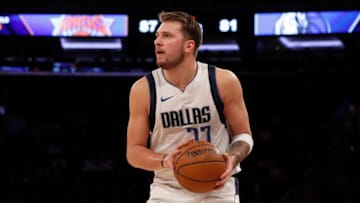 NEW YORK, NEW YORK - NOVEMBER 14: (NEW YORK DAILIES OUT) Luka Doncic #77 of the Dallas Mavericks in action against the New York Knicks at Madison Square Garden on November 14, 2019 in New York City. The Knicks defeated the Mavericks 106-103. NOTE TO USER: User expressly acknowledges and agrees that, by downloading and or using this photograph, user is consenting to the terms and conditions of the Getty Images License Agreement. (Photo by Jim McIsaac/Getty Images)
