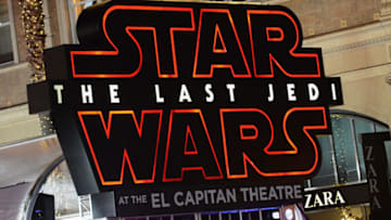 HOLLYWOOD, CA - DECEMBER 14: Competing screening accross the street at the El Capitan theatre with AT-M6 Walker on display at the Opening Night Celebration Of Walt Disney Pictures And Lucasfilm's 'Star Wars: The Last Jedi' At TCL Chinese Theatre held at TCL Chinese Theatre on December 14, 2017 in Hollywood, California. (Photo by Albert L. Ortega/Getty Images)