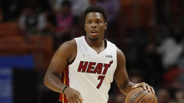Kyle Lowry #7 of the Miami Heat in action against the Boston Celtics(Photo by Michael Reaves/Getty Images)