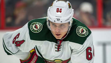 Nov 13, 2016; Ottawa, Ontario, CAN; Minnesota Wild center Mikael Granlund (64) in the second period against the Ottawa Senators at the Canadian Tire Centre. The Wild defeated the Senators 2-1 in overtime. Mandatory Credit: Marc DesRosiers-USA TODAY Sports