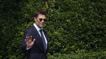 WASHINGTON, DC - JULY 20: Quarterback Tom Brady arrives for a ceremony with U.S. President Joe Biden as he welcomes the 2021 NFL Super Bowl champions Tampa Bay Buccaneers to the South Lawn of the White House on July 20, 2021 in Washington, DC. (Photo by Drew Angerer/Getty Images)