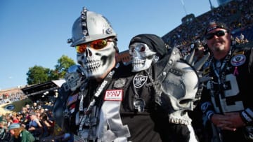 CANTON, OH - AUGUST 06: Oakland Raiders fans attend the NFL Hall of Fame Enshrinement Ceremony at the Tom Benson Hall of Fame Stadium on August 6, 2016 in Canton, Ohio. (Photo by Joe Robbins/Getty Images)