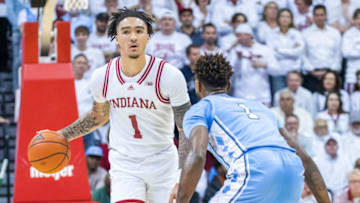 Indiana Hoosiers guard Jalen Hood-Schifino (1). Mandatory Credit: Trevor Ruszkowski-USA TODAY Sports