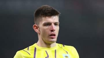 MANCHESTER, ENGLAND - JANUARY 22: Nick Pope of Burnley looks on during the Premier League match between Manchester United and Burnley FC at Old Trafford on January 22, 2020 in Manchester, United Kingdom. (Photo by Alex Livesey/Getty Images)