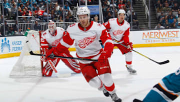 SAN JOSE, CA - MARCH 12: Nick Jensen #3 of the Detroit Red Wings skates against the San Jose Sharks at SAP Center on March 12, 2018 in San Jose, California. (Photo by Rocky W. Widner/NHL/Getty Images)