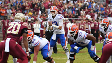 UF redshirt sophomore quarterback Felipe Franks under center in the first quarter of the FSU game against UF at Doak Campbell Stadium on Novemeber 24, 2018.Fsv Fsufootballvsuf Jg 11242018 5