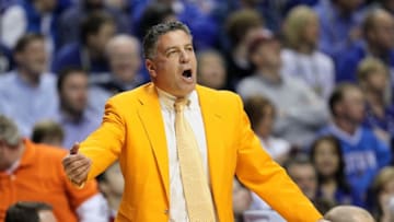 NASHVILLE, TN - MARCH 13: Head coach Bruce Pearl of the Tennessee Volunteers reacts as he coaches against the Kentucky Wildcats during the semirfinals of the SEC Men's Basketball Tournament at the Bridgestone Arena on March 13, 2010 in Nashville, Tennessee. Kentucky won 74-45. (Photo by Andy Lyons/Getty Images)