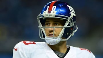 Sep 8, 2014; Detroit, MI, USA; New York Giants quarterback Eli Manning (10) against the Detroit Lions at Ford Field. Mandatory Credit: Andrew Weber-USA TODAY Sports