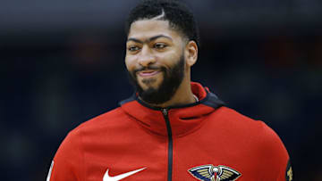 NEW ORLEANS, LA - OCTOBER 23: Anthony Davis #23 of the New Orleans Pelicans reacts during a game against the LA Clippers at the Smoothie King Center on October 23, 2018 in New Orleans, Louisiana. NOTE TO USER: User expressly acknowledges and agrees that, by downloading and or using this photograph, User is consenting to the terms and conditions of the Getty Images License Agreement. (Photo by Jonathan Bachman/Getty Images)