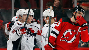 Connor McMichael, Hendrix Lapierre, Daniel Sprong, Washington Capitals (Photo by Bruce Bennett/Getty Images)