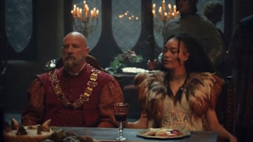 Dijkstra (Graham McTavish) and Phillipa (Cassie Clare) in The Witcher season 3.