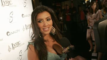 LOS ANGELES, CA - MAY 10: Kim Kardashian is interview while arriving at the launch party for Lyric Culture at the Avalon on May 10, 2007 in Los Angeles, California. (Photo by Charley Gallay/Getty Images)