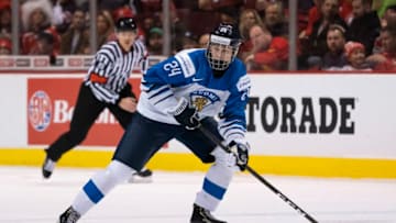 VANCOUVER, BC - JANUARY 2: Kaapo Kakko #24 of Finland skates with the puck in Quarterfinal hockey action of the 2019 IIHF World Junior Championship against Canada on January, 2, 2019 at Rogers Arena in Vancouver, British Columbia, Canada. (Photo by Rich Lam/Getty Images)