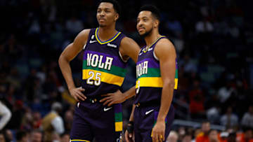 Trey Murphy III & CJ McCollum, New Orleans Pelicans. (Photo by Sean Gardner/Getty Images)