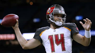 NEW ORLEANS, LA - SEPTEMBER 09: Ryan Fitzpatrick #14 of the Tampa Bay Buccaneers warms up before a game against the New Orleans Saints at the Mercedes-Benz Superdome on September 9, 2018 in New Orleans, Louisiana. (Photo by Jonathan Bachman/Getty Images)