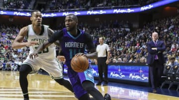 Oct 8, 2016; Uncasville, CT, USA; Charlotte Hornets guard Michael Kidd-Gilchrist (14) drives past Boston Celtics guard Gerald Green (3) in the 3rd quarter during a preseason game at Mohegan Sun Arena. Mandatory Credit: Wendell Cruz-USA TODAY Sports