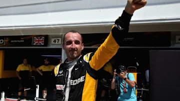 BUDAPEST, HUNGARY - AUGUST 02: Robert Kubica of Poland and Renault Sport F1 waves to the crowd from the pit lane during day two of F1 in season testing at Hungaroring on August 2, 2017 in Budapest, Hungary. (Photo by Charles Coates/Getty Images)