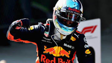SHANGHAI, CHINA - APRIL 15: Race winner Daniel Ricciardo of Australia and Red Bull Racing celebrates in parc ferme during the Formula One Grand Prix of China at Shanghai International Circuit on April 15, 2018 in Shanghai, China. (Photo by Lars Baron/Getty Images)